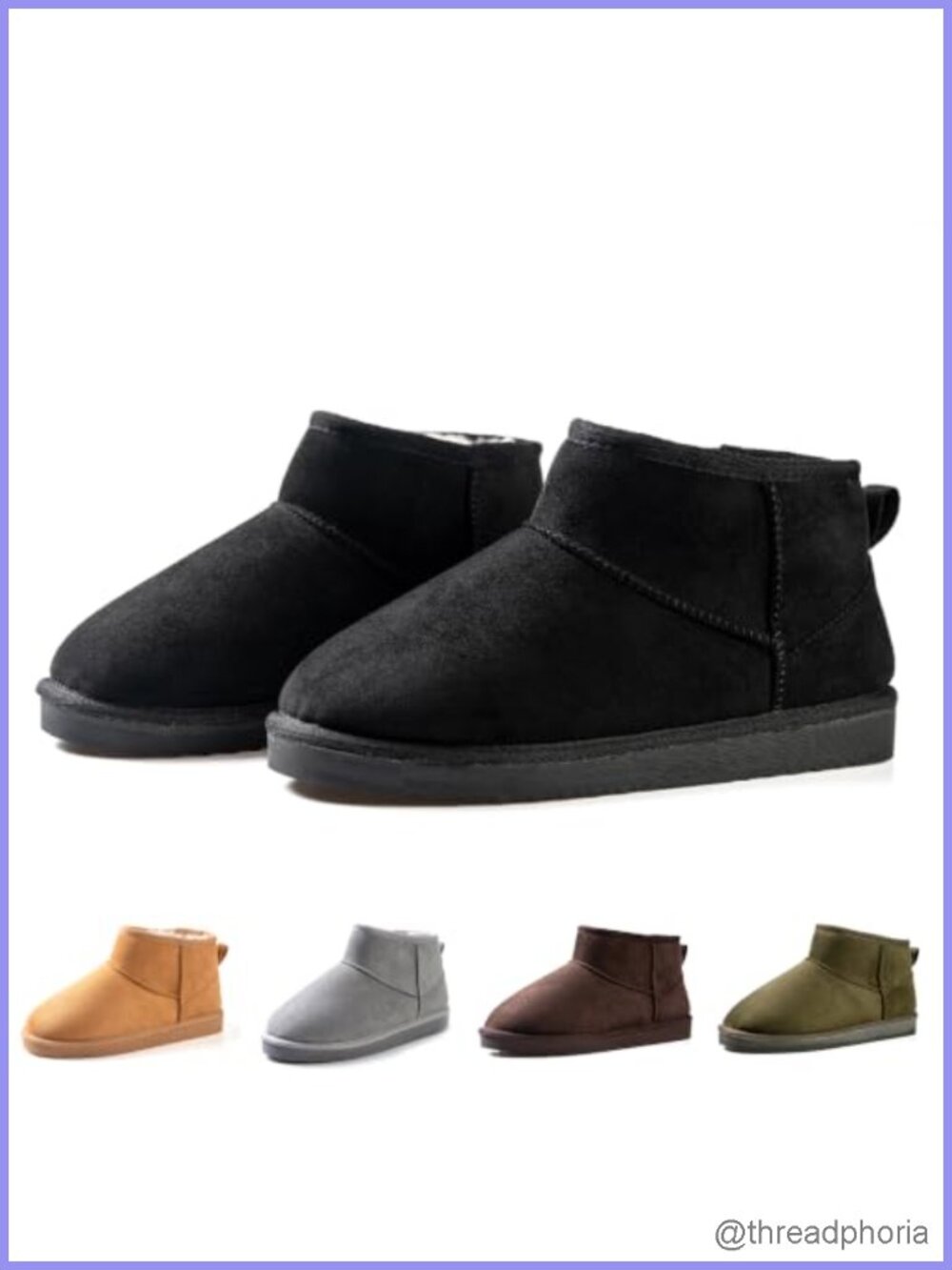 Faux Suede Ankle Boots Soft Fleece Lined Non-Slip Winter Snow Booties